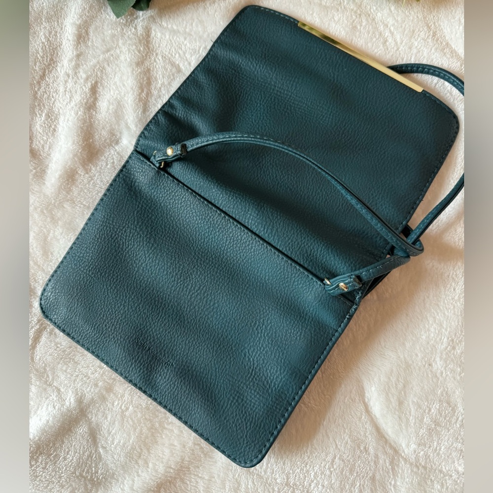 Crossbody PU Leather Teal Green Bag Purse clutch - Picture 5 of 6